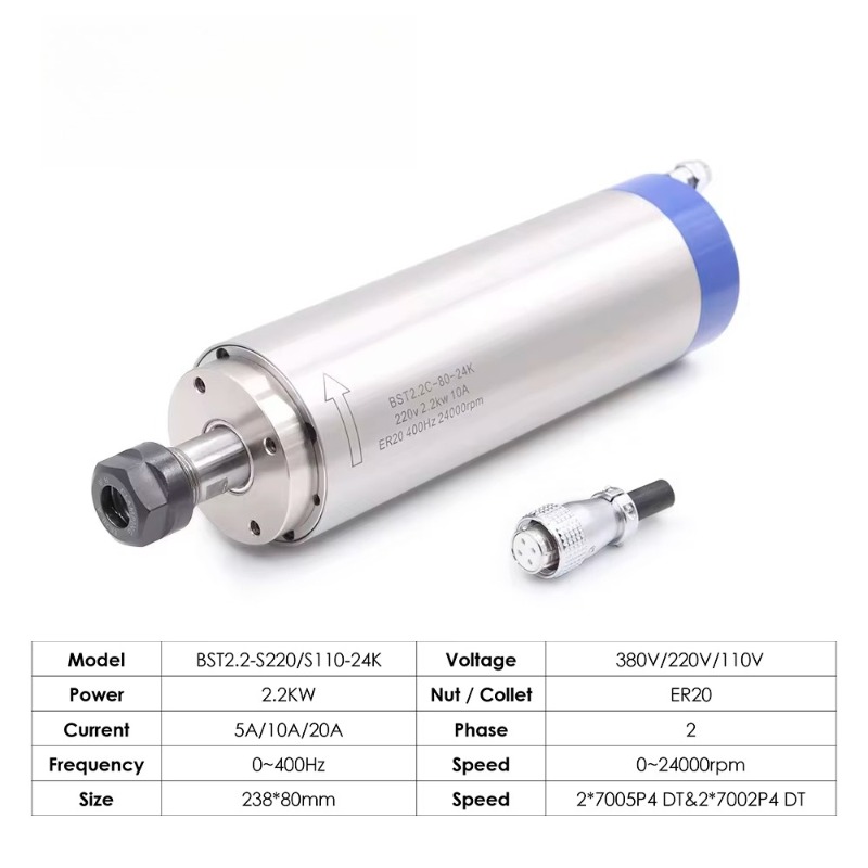2.2KW ER20 Water Cooled Spindl - Cnc Spindle Motor review and price